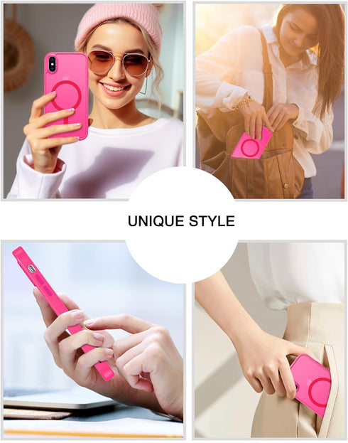 Telaso iPhone X/XS Case - Slim, Shockproof, Anti-Scratch, Matte Back, Hot Pink, Compatible with MagSafe Wireless