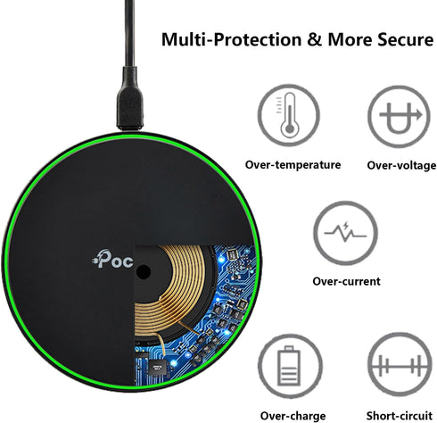 Wireless Charger for Samsung Galaxy S24 Ultra S23 S22 S21 FE, iPhone 15 Pro Max 14 Plus 13 Mini Fast Charging Pad