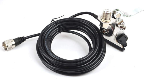 HYS SO239 PL-259 16.4ft RG-58 Stainless Steel Adjustable Car Antenna Mount Bracket with to Connector & Coax Cable