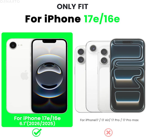 ORNARTO 17e 16e 6.1", 3 16e 17e-Blue Compatible with iPhone Case and for iPhone Case Liquid Silicone Layers Full