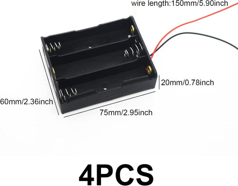18650 Battery Holder - 6 Pcs 3 18650 Black Battery Box with Wires for DIY Electronic Circuit Projects