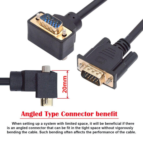 Chenyang VGA RGB 3COAX+6C 90 Degree Down Angled Extension Cable for Monitor Projector Computer