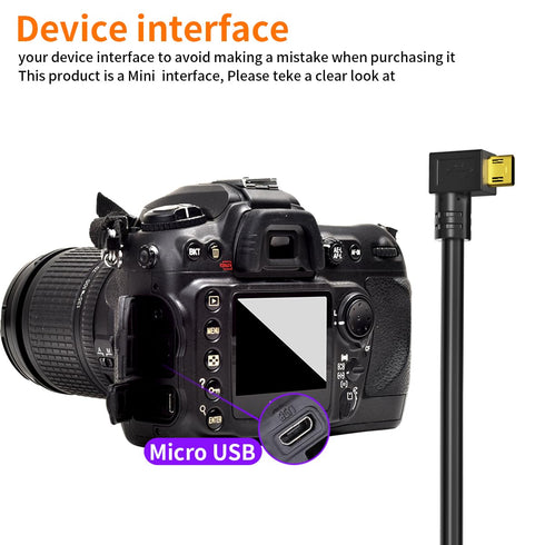 USB to micro Right Angle Camera Cable, 16ft, Super Fast and Stable 3.0 Transmission for Online Shooting