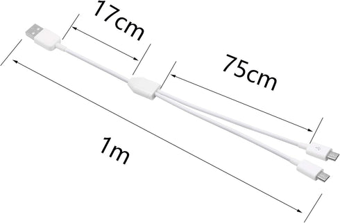 CERRXIAN 3Ft USB 2.0 Type A Male to 2 Micro USB Male Splitter Y Data Charge Connector Adapter Cable (White)
