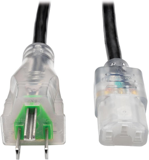 Tripp Lite Hospital Medical Power Cord, 10' (P006-010-HG13CL), 13A, 16AWG, 5-15P to C13, Clear, Black