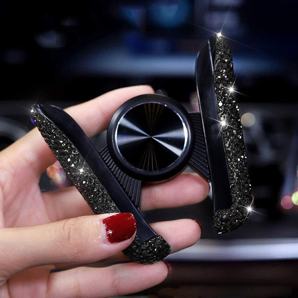 SUNCARACCL Bling Car Phone Holder, Mini Dash Air Vent Automatic Mount, Universal 360° Adjustable Crystal Auto Stand