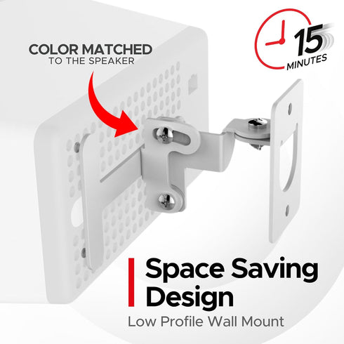 Play 3 Wall Mount for Sonos Play:3, White Twin Pack, Adjustable Swivel & Tilt Mechanism with Mounting Brackets