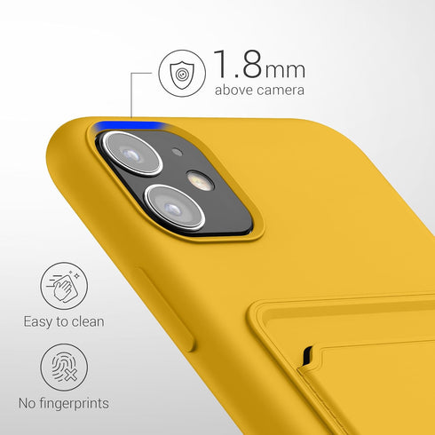 kwmobile Case Compatible with Apple iPhone 11, TPU Phone Cover with Credit Card Holder, Radiant Yellow