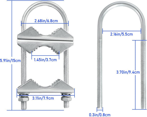 2 Sets Double Antenna Mast Clamp V Jaw Block with U Bolts, Heavy Duty Mast to Mast Mount Bracket Kit for Outdoor