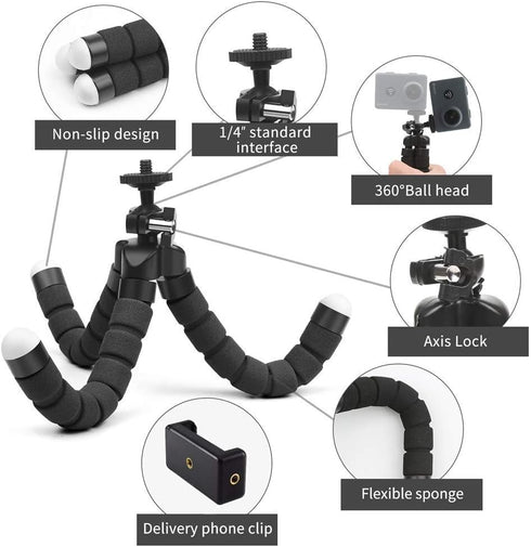 Flexible Webcam Stand and Cell Phone Tripod - Holder for Logitech, Nexigo Webcam, GoPro Camera and More
