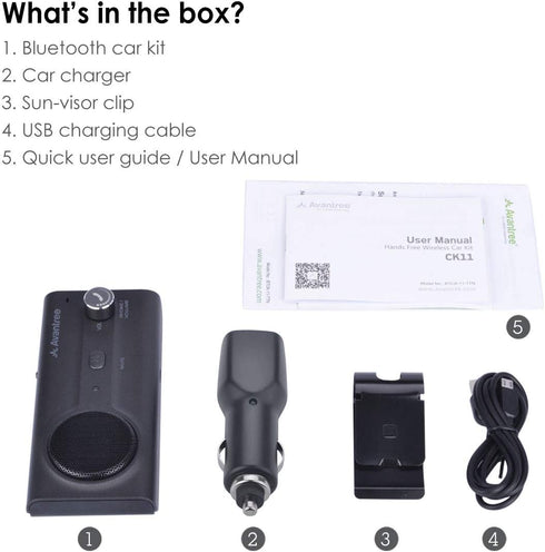 Avantree CK11 Hands Free Bluetooth 5.0 Car Kits with Loud Speakerphone, Wireless Visor Clip - Titanium