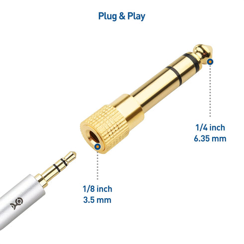 Cable Matters 2-Pack 1/4 to 1/8 Headphone Adapter, 6.35mm to 3.5mm Adapter Male to Female, Gold Plated Stereo Headphone 3.5mm to 1/4 Adapter