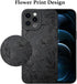 LSL iPhone 12 Pro Max Case, Black Floral Flower Pattern Print, Soft TPU Full Camera Lens Anti-Drop Anti-Scratch