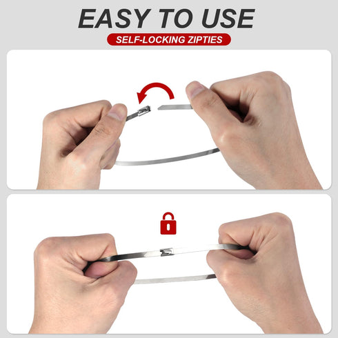 100 Pack Metal Zip Ties, 12inch Stainless Steel Heavy Duty Self-locking Wire Ties for Fence, Machinery, Vehicles