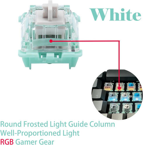 Gateron Jade Series Pre-Lubed Linear White Keyboard Switch, 10PCS 3-Pin 38gf Double Spring for MX Gaming