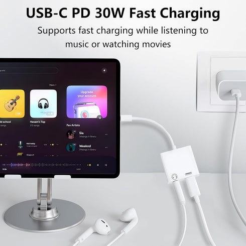USB C to 3.5mm Headphone and Charger Adapter 2-Pack, 2-in-1 Dongle Cable with PD Fast Charging for iPhone 15 Pro Max