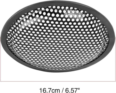 Unifizz 2pcs Car Audio Speaker Subwoofer Metal Waffle Grill Cover, Black Protector with Rubber Edge and Clips, 6.5 Inch