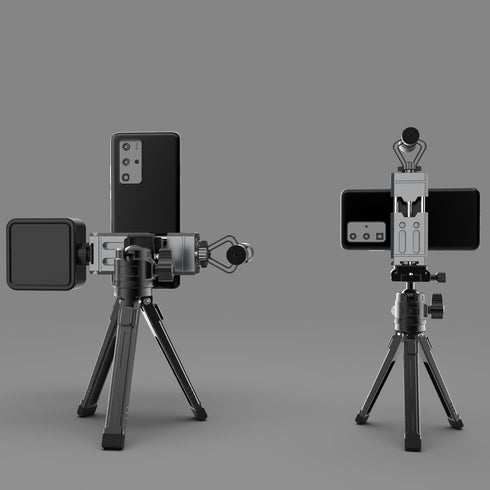Aluminum Phone Mount for Tripod, Adjustable Phone Tripod Mount with Cold Shoe & Arca Swiss Quick Release Plate
