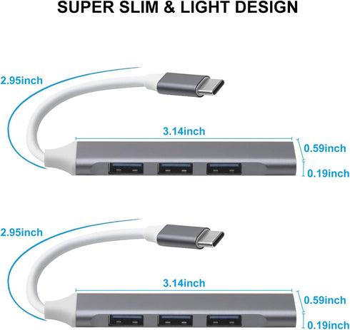 2pcs USB C Hub USB Hub 3.0, 4-Port USB C to USB Adapter, Ultra-Slim USB C Adapter USB Splitter for Laptop, iMac Pro,