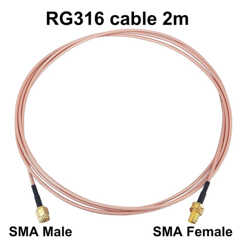 SMA Antenna Extension Cable, SMA Male to Female Bulkhead Mount RF Connector RG316, 2M 6.5Ft for Handheld Ham Radio