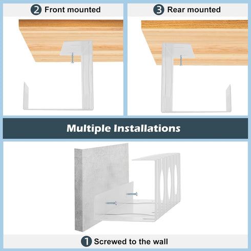 Under Desk Cable Management Tray, 2 Pack White, OSteed Cord Organizer for Desk Wire Management
