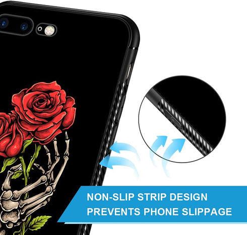 ZHEGAILIAN Red Rose Skull Case for iPhone SE 2022, Shockproof Soft TPU Bumper, Non-Slip Design, 4.7-inch.