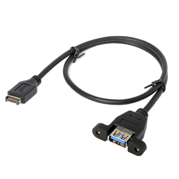 cablecc USB 3.1 Front Panel Header to USB 3.0 Type-A Female Extension Cable, 50cm Panel Mount Type