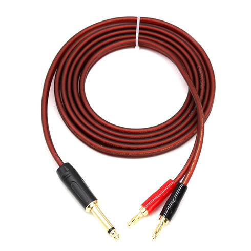 6.35mm TS to Banana Plug Speaker Audio Cable, Gold-plated 1/4 TS Speaker Wire Cord