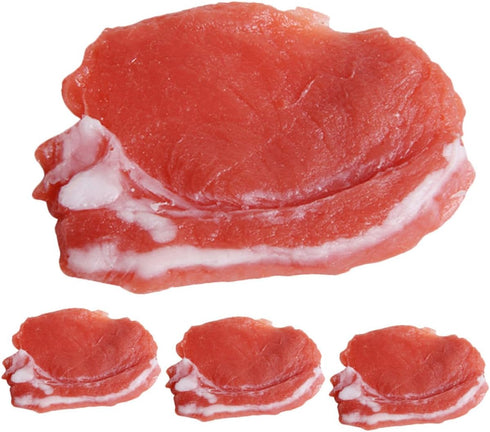 4pcs Realistic Pork Slice Models Resin Pork Decor Lifelike Food Models for