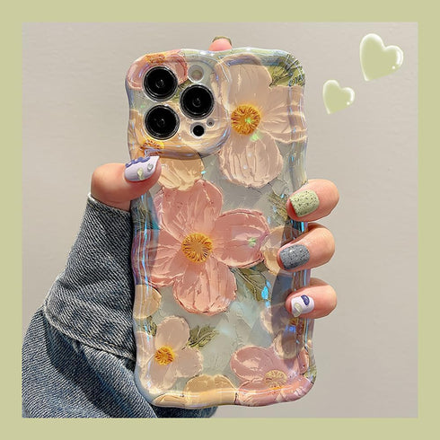 EYZUTAK Case for iPhone 11, Colorful Retro Oil Painting Printed Flower, Stylish Durable TPU Protective Case