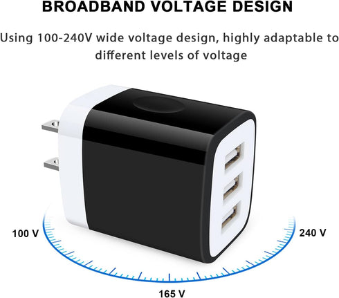 USB Wall Charger 18W 3Amp Fast Multiple Ports Plug Cube Box Charger Block Compatible iPhone