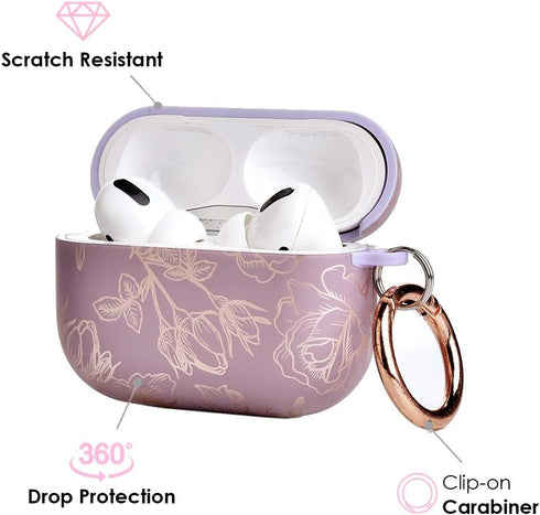 Velvet Caviar Compatible AirPods Pro Case, Cute Protective Hard Cover for Women, 1st and 2nd Generation - Dusty Rose