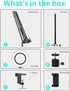 Overhead Camera Mount with Ring Light, Flexible Articulating Phone Arm Stand for iPhone, Logitech Webcam, Desk Tripod
