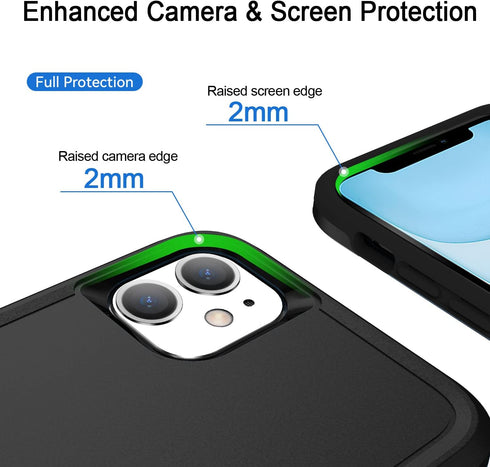 Heavy Duty iPhone 11 Case - Shockproof Dropproof Dustproof Anti-Scratch Phone Cover in Black