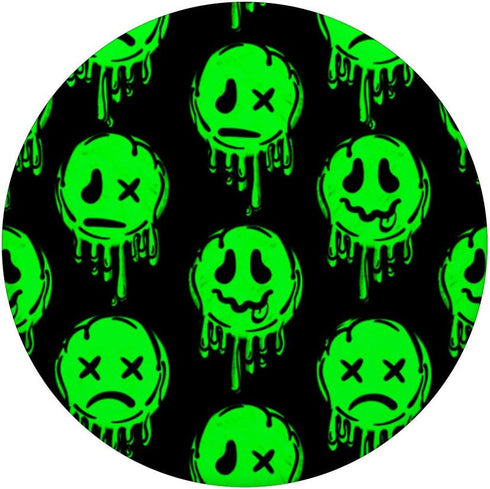 Melting Happy Face Smile Trippy Sad Face Graffiti Green PopSockets PopGrip: Swappable Grip for Phones & Tablets