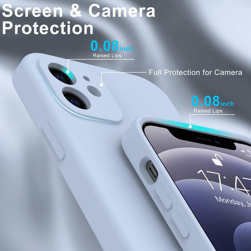 DEENAKIN iPhone 12 Case with Screen Protector, Soft Flexible Silicone Gel Rubber Bumper Cover, Slim Fit for Women,