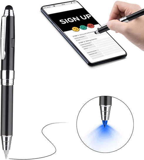 Penyeah LED Flashlight Pen -Pen Light with Stylus Pen Tip Multi-Function Capacitive Touch Screen Pen - Helpful for Touching Reading or Writing -P9 - Blue Light