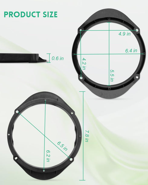 2PCS 5"x7"/6"x8" to 6.5 Speaker Adapter Spacer for Ford Ranger and Explorer Models