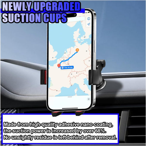 Tuxihapp 360 Car Phone Holder Mount, Rotatable Suction Cup Auto Smartphone Stand with Adjustable Long Arm, Universal