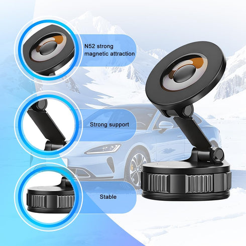 SWPHRT 360 Vacuum Magnetic Car Phone Holder, Rotation Vacuum Suction Vehicle Cell Phnoe Mount, Foldable Retractable