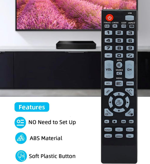 Universal Replacement Remote Control for Element TV Models ELEFW195, ELDFT406, ELEFW408, ELEFW247, ELEFT326, ELEFT426,