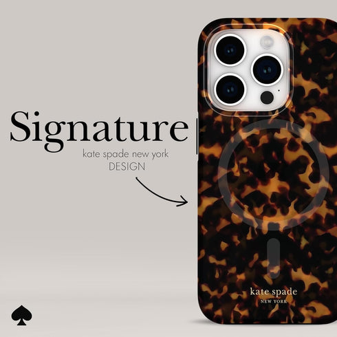 kate spade new york iPhone 15 Pro Case - Tortoiseshell, Compatible with MagSafe