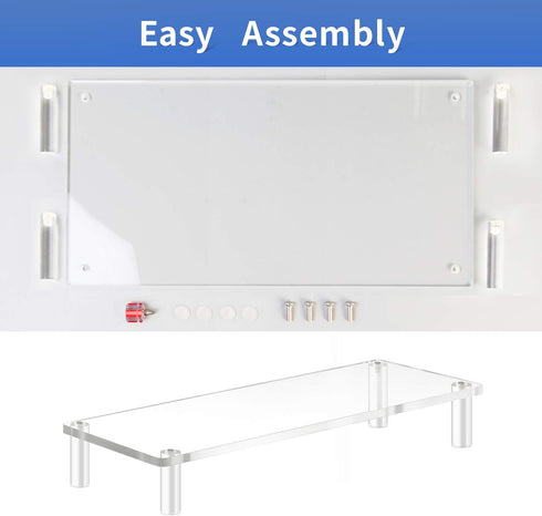 YestBuy 20x7.5 Acrylic Monitor Stand Riser, Clear Computer Stand for Laptop, iMac, PC, Printer, Ergonomic Desk