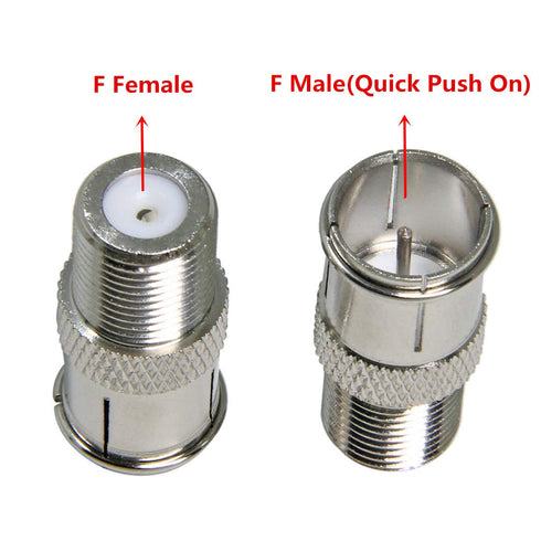 2 Pack RFAdapter Coax Quick Connect, Ullnosoo F Type Male to Female Push on Connector Adapter Plug for TV, Antenna