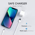 TALK WORKS 5' MFI Certified USB Lightning Cable for iPhone 14/13/12, AirPods, iPad - Wall Charger Adapter (White)