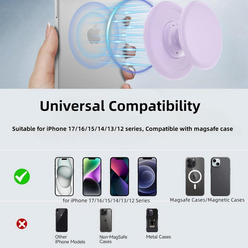 Grippopso 17 16 15 14 13 12 Magnetic Phone Grip Holder for Magsafe Phone Grips, Expandable Collapsible Phone Grip Stand