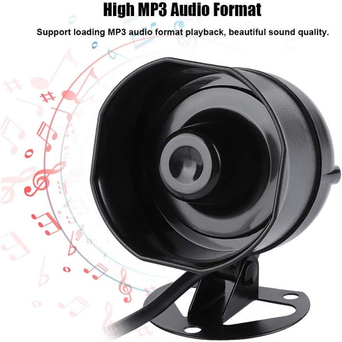 Mugast Wired Electronic Sound Speaker Alarm Siren Horn with MP3 Loading Support, IP65 Micro, SD Card FAT32