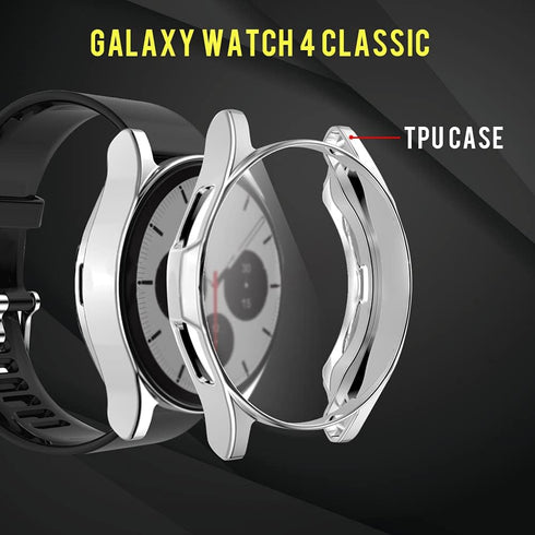 ikasus Galaxy Watch 4 Classic 42MM Case, Plated TPU Bumper Cover, Silicone Shock-Proof Protector for Samsung Watch