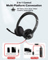 Headset C+3.5mm, JIAMQISHI USB with Microphone for PC, On-Ear Computer Laptop Headphones with Noise Cancelling Mic