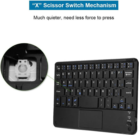 Ultra-Slim Mini Bluetooth Keyboard with Touchpad, Bluetooth, Up to 10m Working Distance, Suitable for Windows PC